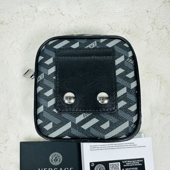 NEW Versace La Greca Square Modular Coin Pouch Mini Purse Bag 4.5”x4.5”x2” - Picture 6 of 11